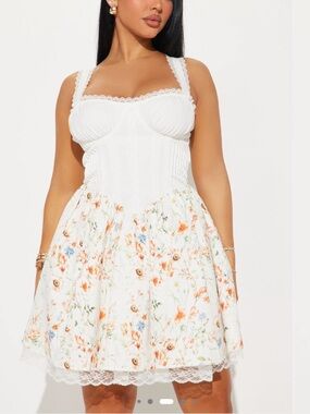 Fashion Nova White Floral Mini Dress